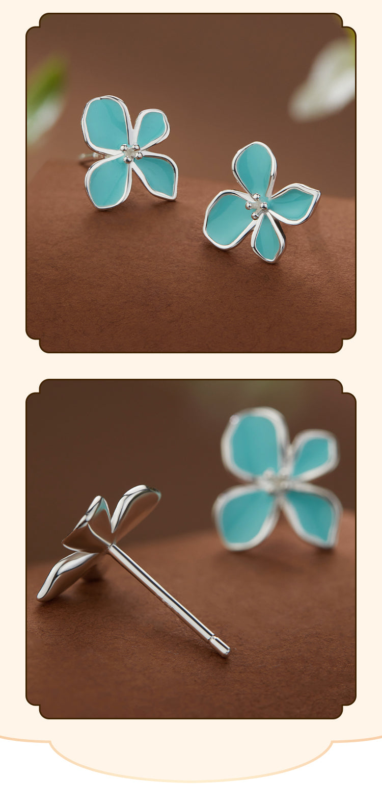 Anting-anting Bunga Melati Perak 999 Desain Fashion Silver 999 Jasmine Flower Earrings Stud Fashion Design