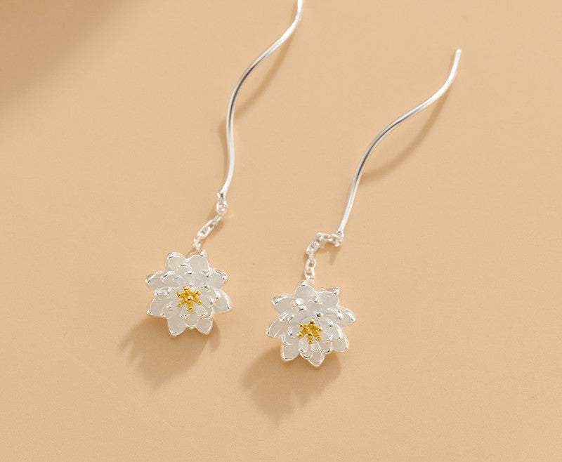 Anting-anting Perak 999 Bunga Melati Garis Anting-anting Fashion Silver 999 Jasmine Flower Earring Lines Fashion Earrings
