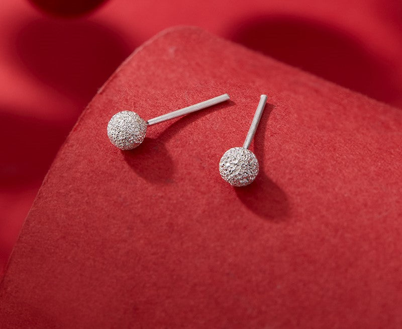Silver 999 Earrings Stud Cute Ball Simple Fashion Design