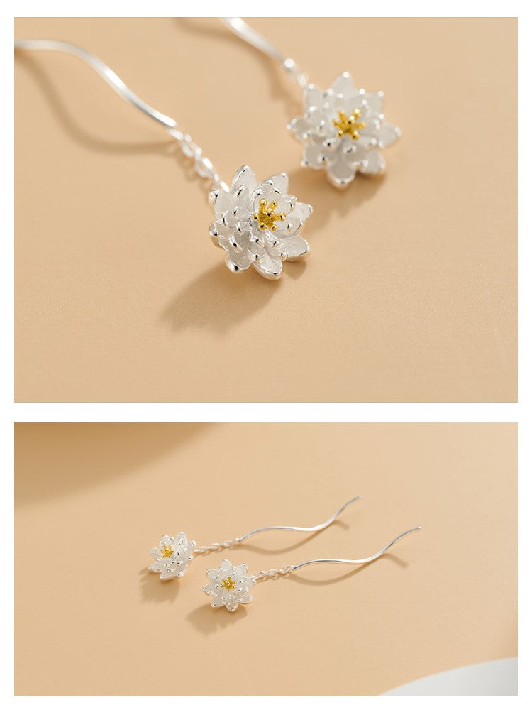 Anting-anting Perak 999 Bunga Melati Garis Anting-anting Fashion Silver 999 Jasmine Flower Earring Lines Fashion Earrings