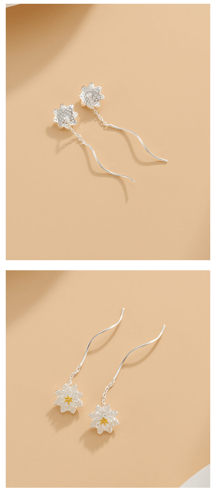 Anting-anting Perak 999 Bunga Melati Garis Anting-anting Fashion Silver 999 Jasmine Flower Earring Lines Fashion Earrings