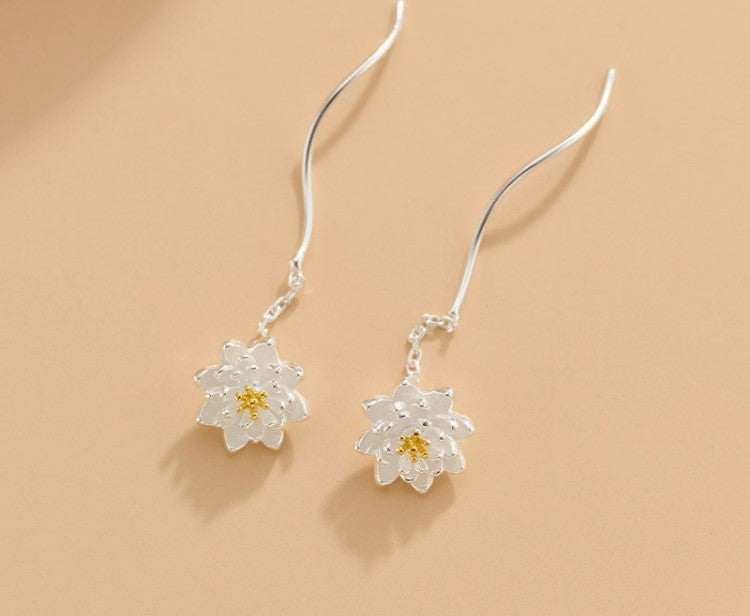 Anting-anting Perak 999 Bunga Melati Garis Anting-anting Fashion Silver 999 Jasmine Flower Earring Lines Fashion Earrings