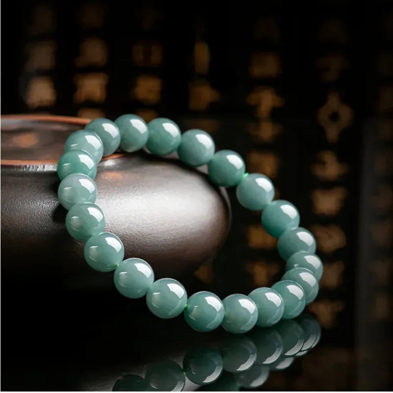 Gelang Giok Guatemala 9mm Giok Jadeite Asli Kelas A Guatemala Jade Bracelet 9mm Original Jadeite Jade Grade A