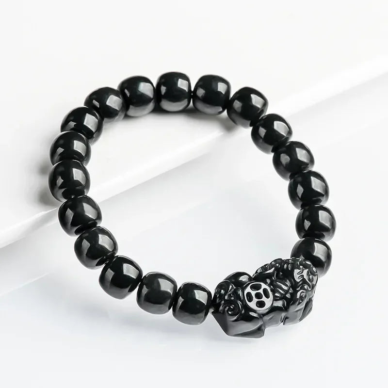 Gelang Giok Hitam Mocui Pixiu Burma Myanmar Jadeite Jade 10mm Black Jade Mocui Pixiu Burma Myanma Jadeite Jade Bracelets 10mm