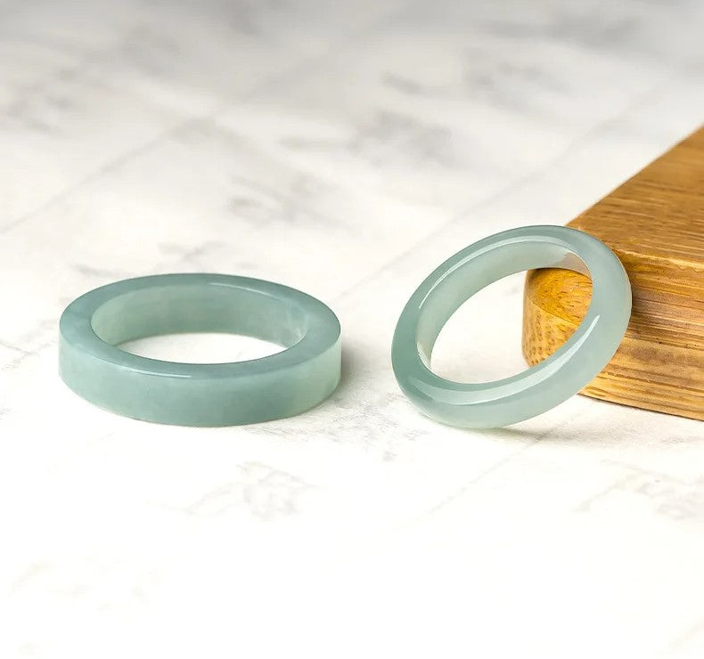 Cincin Giok Alami Tipe A Gaya Bulat & Persegi Panjang Giok Guatemala Jadeite A Type Natural Jade Ring Round & Rectangle Style Guatemala Jadeite Jade
