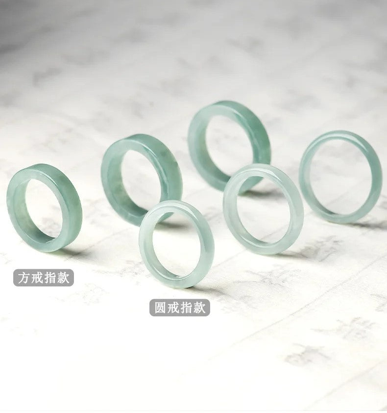 Cincin Giok Alami Tipe A Gaya Bulat & Persegi Panjang Giok Guatemala Jadeite A Type Natural Jade Ring Round & Rectangle Style Guatemala Jadeite Jade