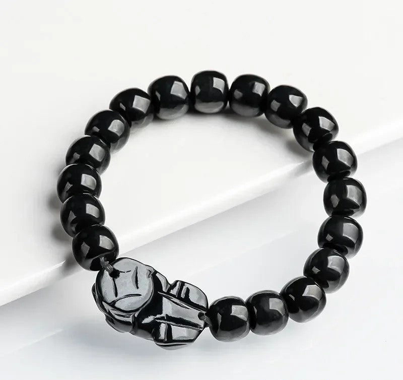 Gelang Giok Hitam Mocui Pixiu Burma Myanmar Jadeite Jade 10mm Black Jade Mocui Pixiu Burma Myanma Jadeite Jade Bracelets 10mm