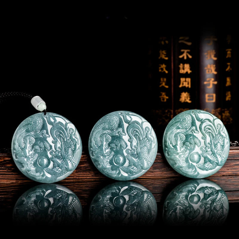 Kalung Liontin Naga & Phoneix Jadeite Jade Guatemala Tipe A Dragon & Phoneix Necklace Pendant Jadeite Jade Guatemala Type A