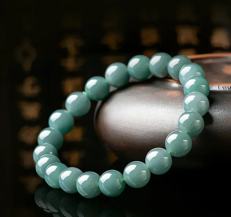 Gelang Giok Guatemala 9mm Giok Jadeite Asli Kelas A Guatemala Jade Bracelet 9mm Original Jadeite Jade Grade A
