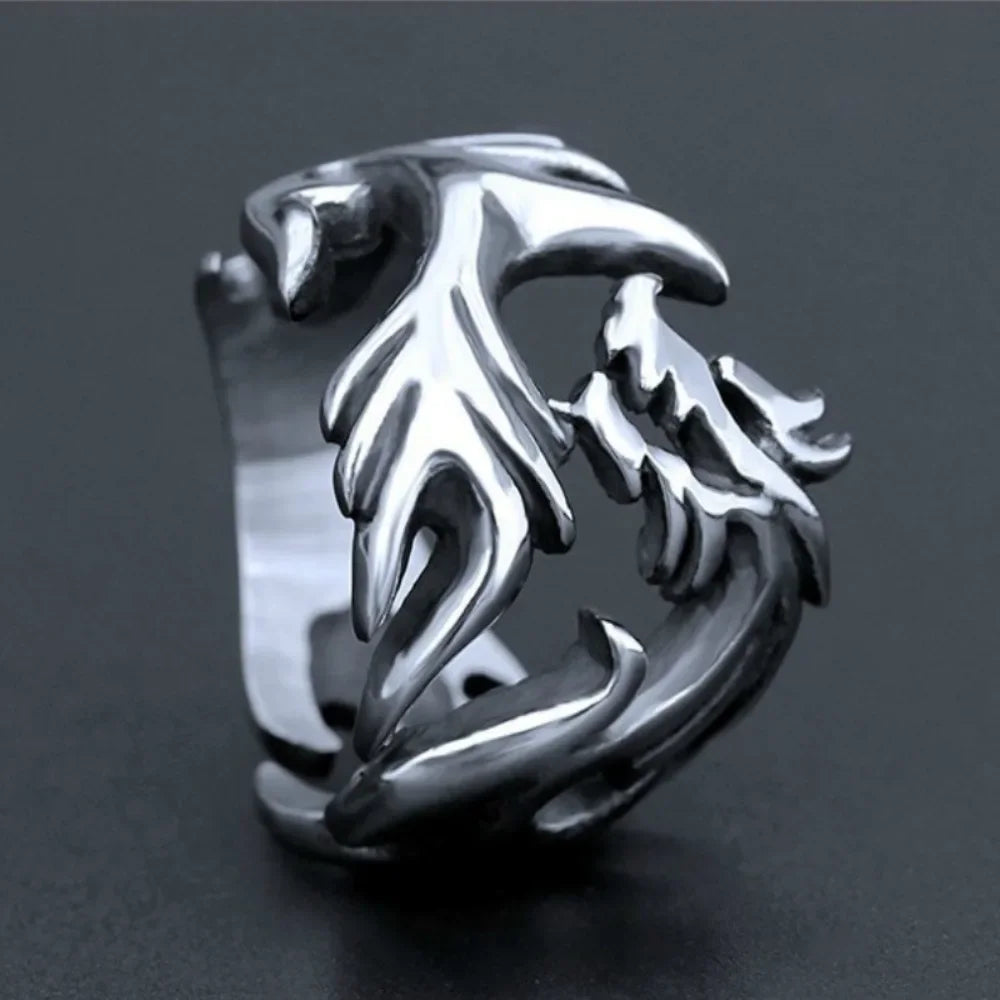 Cincin Naga Stainless Steel Cincin Fashion Unisex yang Dapat Disesuaikan dan Diubah Ukurannya Dragon Stainless Steel Ring Adjustable Resizable Fashion Ring Unisex
