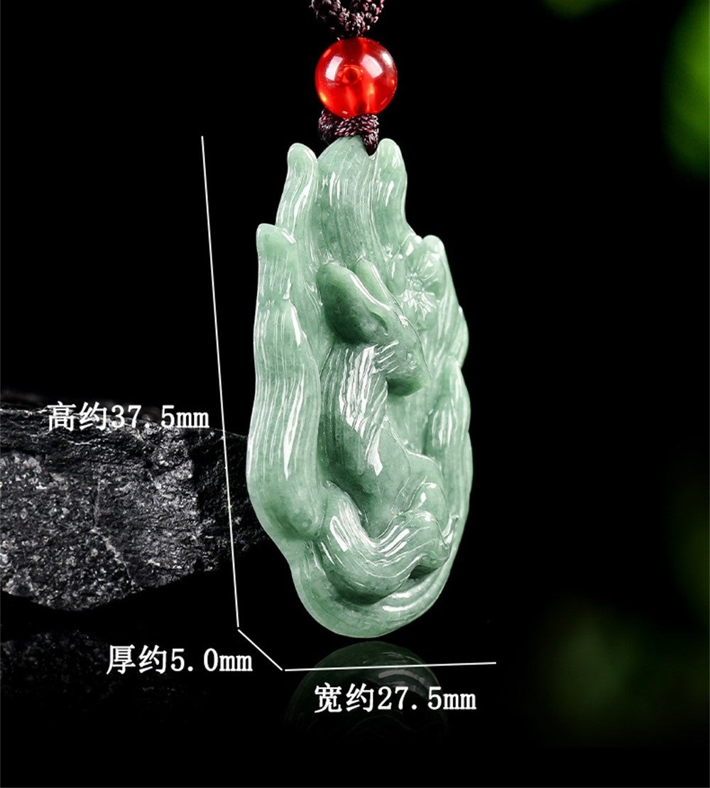 Kalung Liontin Kecantikan Rubah Sembilan Ekor Jadeite Jade Guatemala Tipe A Nine Tail Fox Beauty Necklace Pendant Jadeite Jade Guatemala Type A