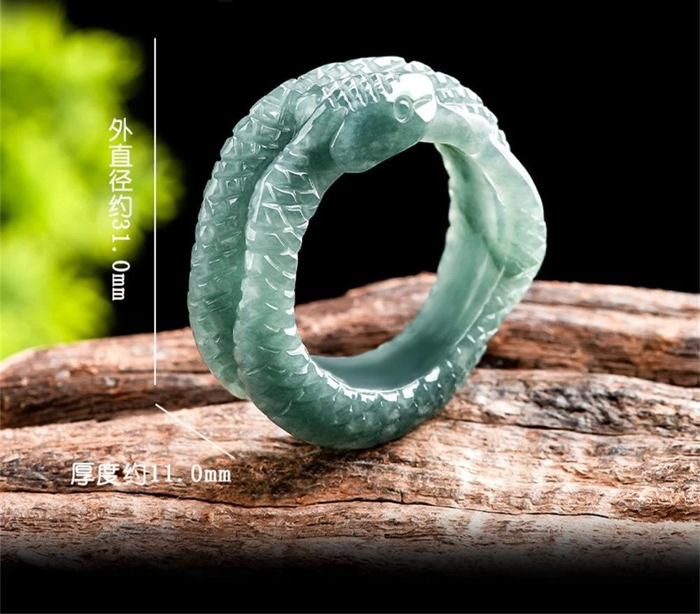 Cincin Giok Alami Tipe A Gaya Bulat & Persegi Panjang Giok Guatemala Jadeite Jade Ring Jadeite Jade Guatemala Chinese Zodic Year Snake
