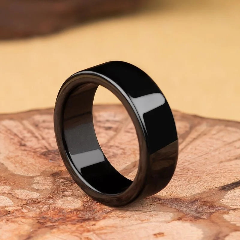 Cincin Giok Hitam Burma Jadeite Giok Alami Kelas A dengan Sertifikasi Pihak Ketiga Black Jade Burma Jadeite Jade Ring Natural Jade Grade A with 3rd Party Certification