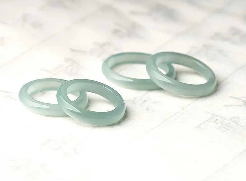 Cincin Giok Alami Tipe A Gaya Bulat & Persegi Panjang Giok Guatemala Jadeite A Type Natural Jade Ring Round & Rectangle Style Guatemala Jadeite Jade
