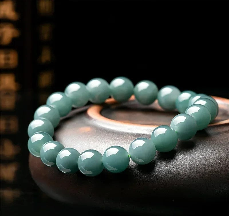 Gelang Giok Guatemala 9mm Giok Jadeite Asli Kelas A Guatemala Jade Bracelet 9mm Original Jadeite Jade Grade A