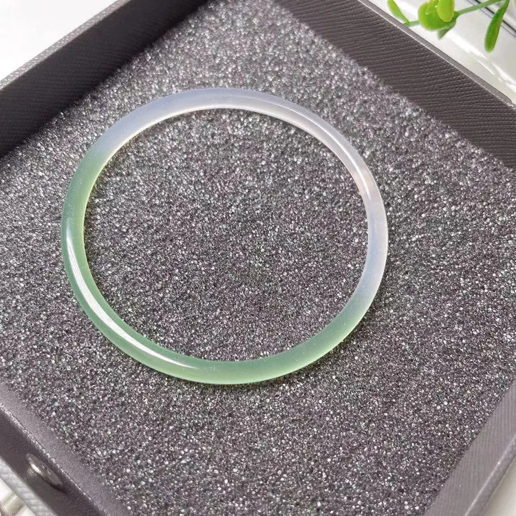 Gelang Batu Akik Mengambang Hijau Setengah Lanskap Agate Bangles Floating Green Half Lanscape Bracelets