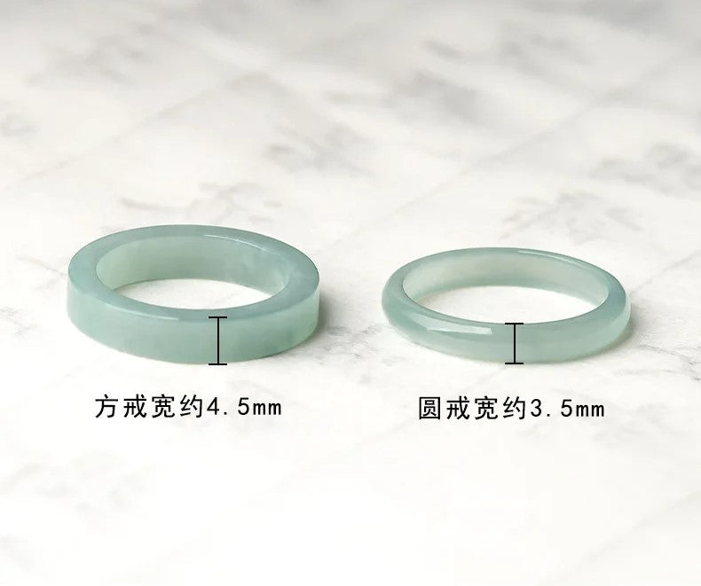 Cincin Giok Alami Tipe A Gaya Bulat & Persegi Panjang Giok Guatemala Jadeite A Type Natural Jade Ring Round & Rectangle Style Guatemala Jadeite Jade