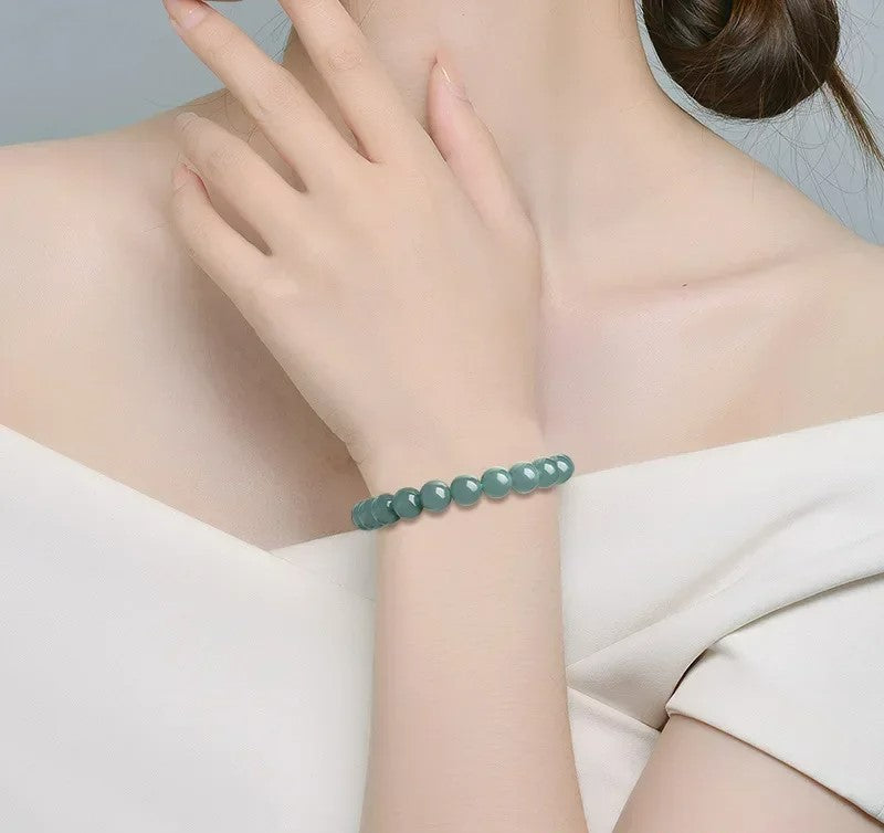 Gelang Giok Guatemala 9mm Giok Jadeite Asli Kelas A Guatemala Jade Bracelet 9mm Original Jadeite Jade Grade A