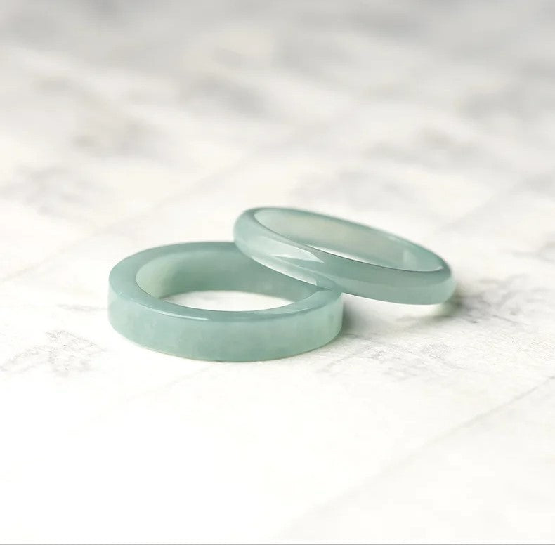 Cincin Giok Alami Tipe A Gaya Bulat & Persegi Panjang Giok Guatemala Jadeite A Type Natural Jade Ring Round & Rectangle Style Guatemala Jadeite Jade