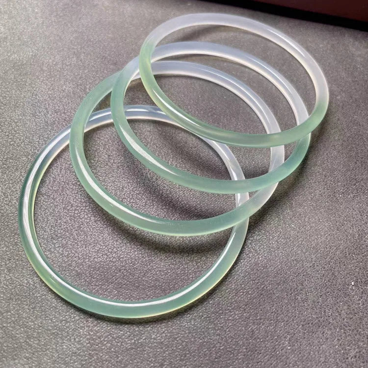 Gelang Batu Akik Mengambang Hijau Setengah Lanskap Agate Bangles Floating Green Half Lanscape Bracelets