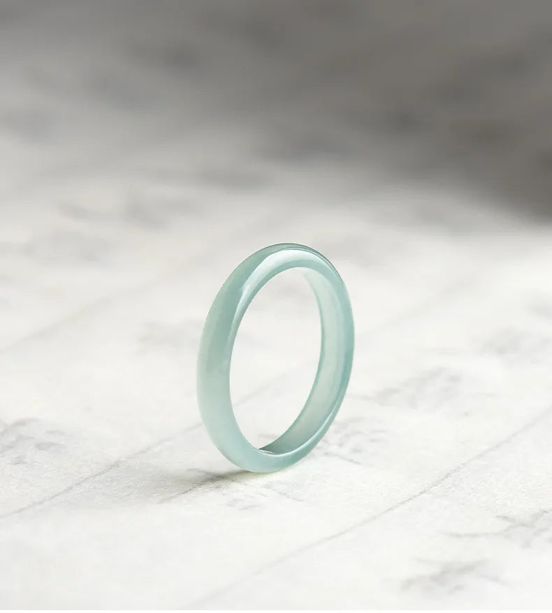 Cincin Giok Alami Tipe A Gaya Bulat & Persegi Panjang Giok Guatemala Jadeite A Type Natural Jade Ring Round & Rectangle Style Guatemala Jadeite Jade