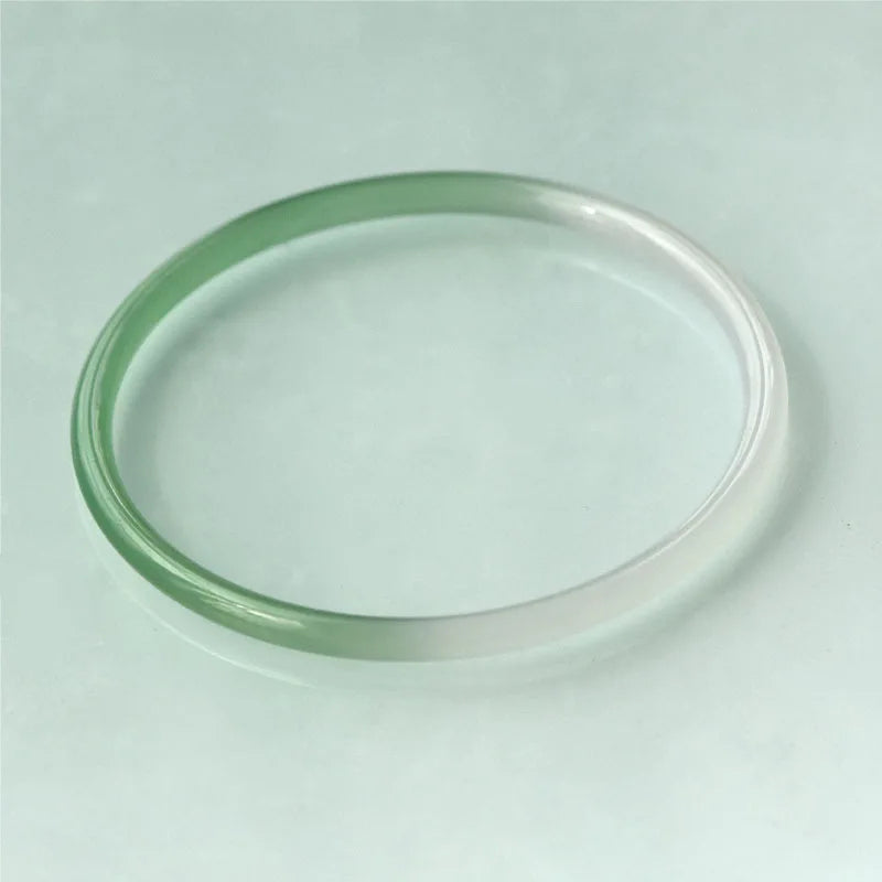 Gelang Batu Akik Mengambang Hijau Setengah Lanskap Agate Bangles Floating Green Half Lanscape Bracelets