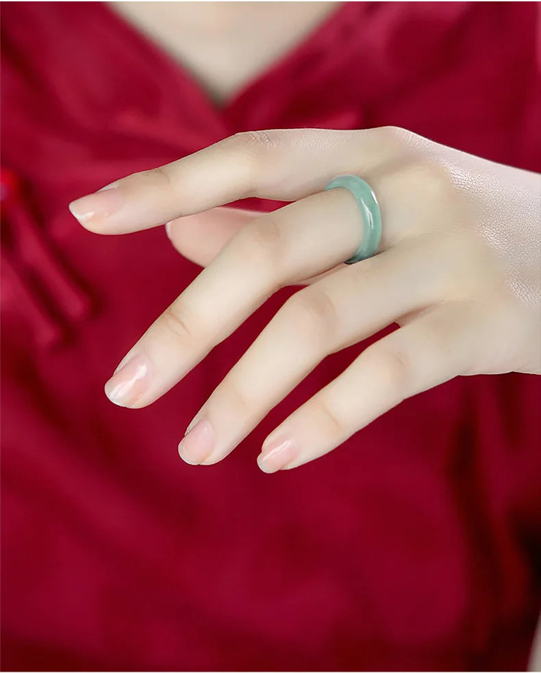 Cincin Giok Alami Tipe A Gaya Bulat & Persegi Panjang Giok Guatemala Jadeite A Type Natural Jade Ring Round & Rectangle Style Guatemala Jadeite Jade