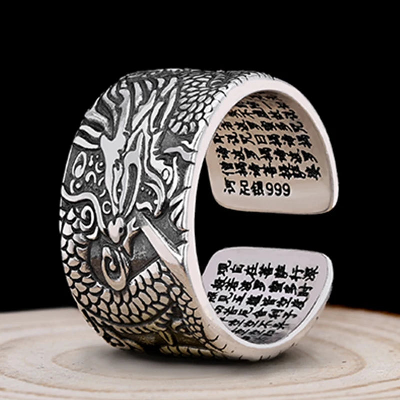 Cincin Perak Sterling Naga Cincin Fashion Unisex yang Dapat Disesuaikan dan Diubah Ukurannya Dragon Sterling Silver Ring Adjustable Resizable Fashion Ring Unisex