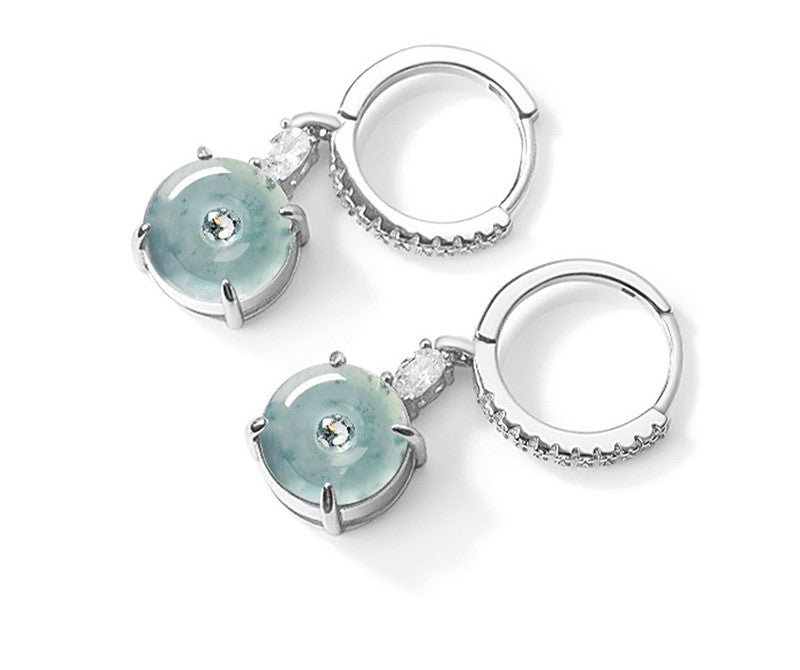 Anting Donat Guatemala Jadeite Jade Grade A Light Blue Water S925 Setting Donut Earring Guatemala Jadeite Jade Grade A Light Blue Water S925 Setting