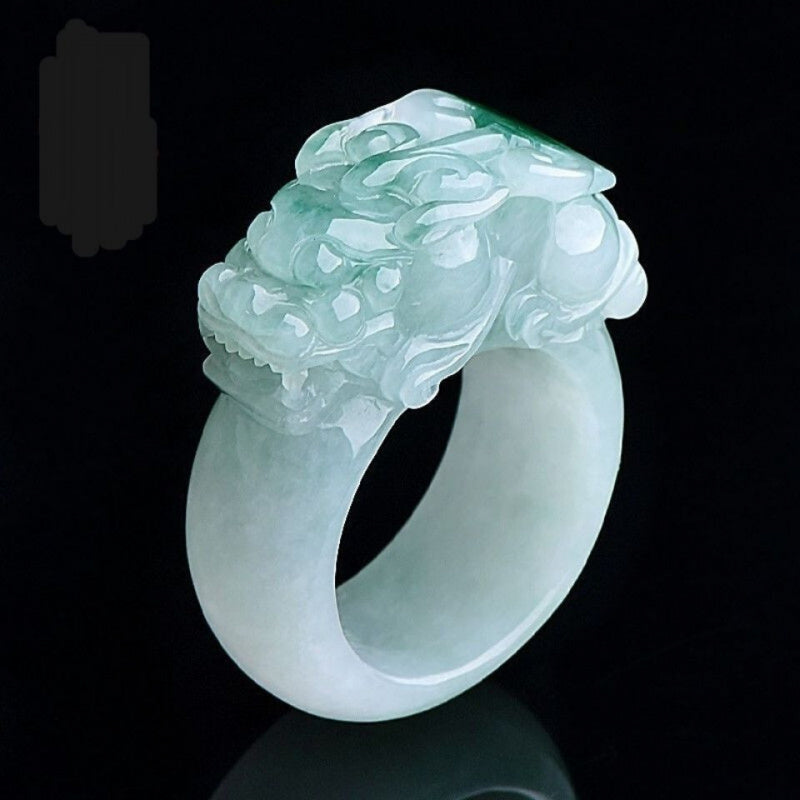 Cincin Giok Naga Burma Jadeite Jade Kerajinan Artistik Dragon Jade Ring Burma Jadeite Jade Artistic Craftsmenship