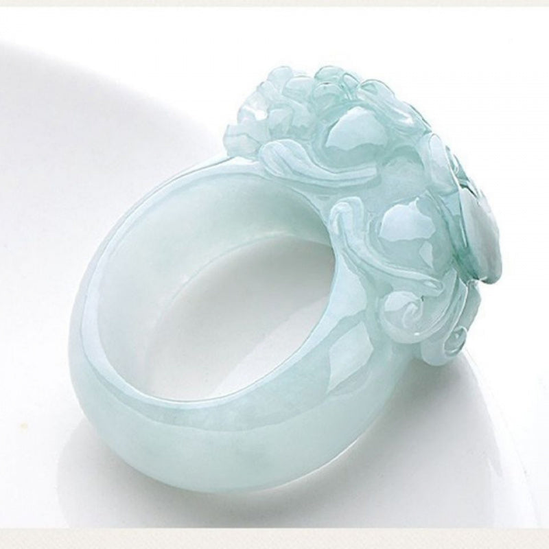 Cincin Giok Naga Burma Jadeite Jade Kerajinan Artistik Dragon Jade Ring Burma Jadeite Jade Artistic Craftsmenship