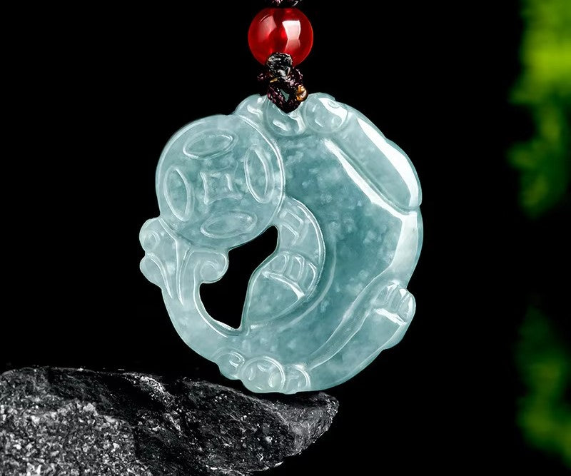 Kalung Liontin Pixiu Money Eater Jadeite Air Biru Guratemala Pixiu Money Eater Jadeite Jade Blue Water Guratemala Pendant Necklace