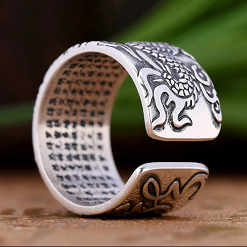 Cincin Perak Sterling Naga Cincin Fashion Unisex yang Dapat Disesuaikan dan Diubah Ukurannya Dragon Sterling Silver Ring Adjustable Resizable Fashion Ring Unisex