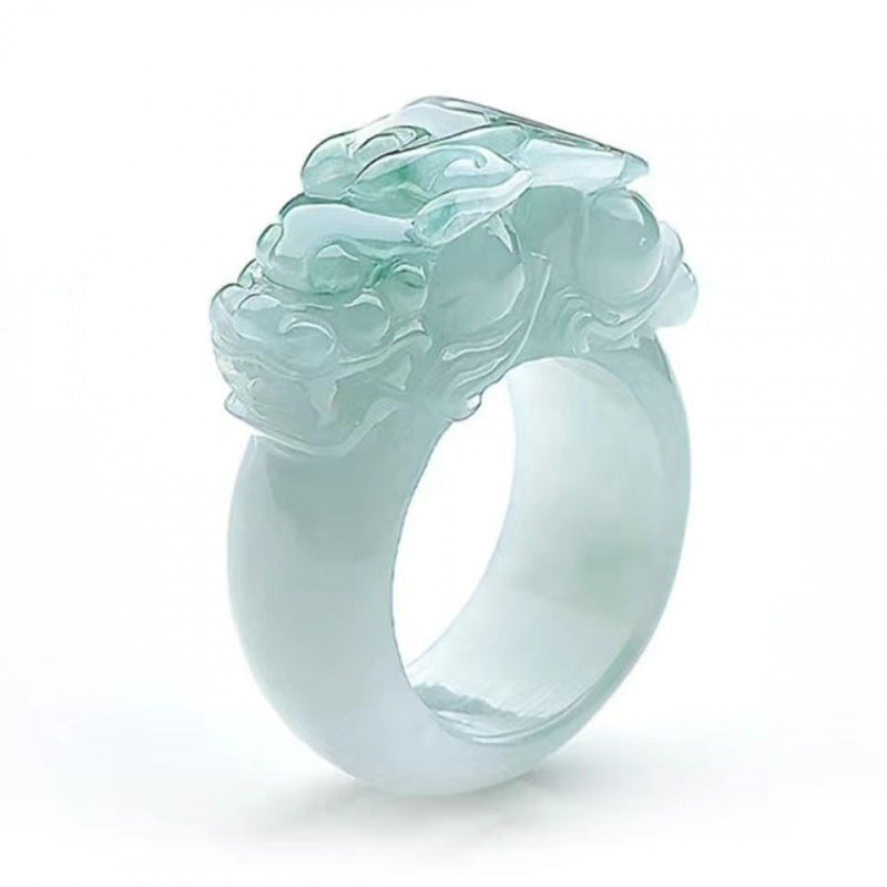 Cincin Giok Naga Burma Jadeite Jade Kerajinan Artistik Dragon Jade Ring Burma Jadeite Jade Artistic Craftsmenship