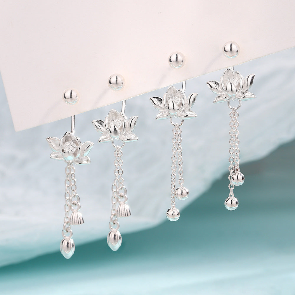 Anting-anting Lingkaran Bunga S925 Desain Anting-anting Fashion & Sederhana Flower Hoop Earrings S925 Fashion & Simple Earrings Design