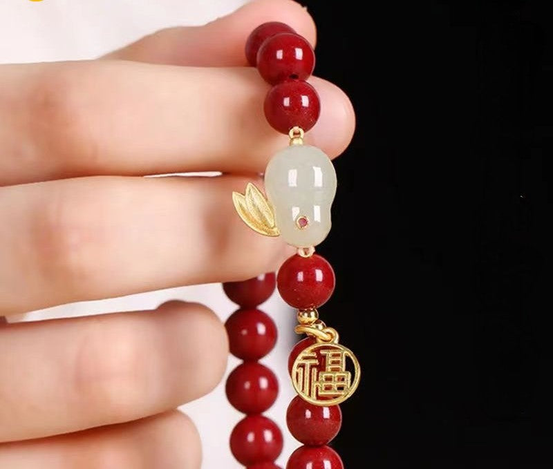 Gelang Baoshan Nanhong Batu Akik Merah Cina Selatan Elastis & Dapat Disesuaikan South China Red Agate Baoshan Nanhong Bracelets Elastic & Adjustable