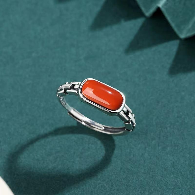 Cincin Terbuka Batu Akik Merah Cina Selatan Baoshan Nanhong Baoshan Nanhong South China Red Agate Ring Open Ring