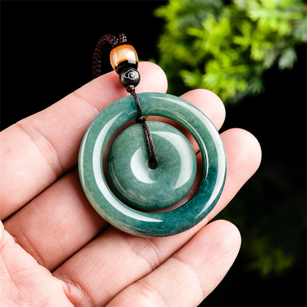 Kalung Pingankou Donat Ganda Liontin Giok Giok Guatemala Tipe A Double Donut Pingankou Necklace Pendant Jadeite Jade Guatemala Type A