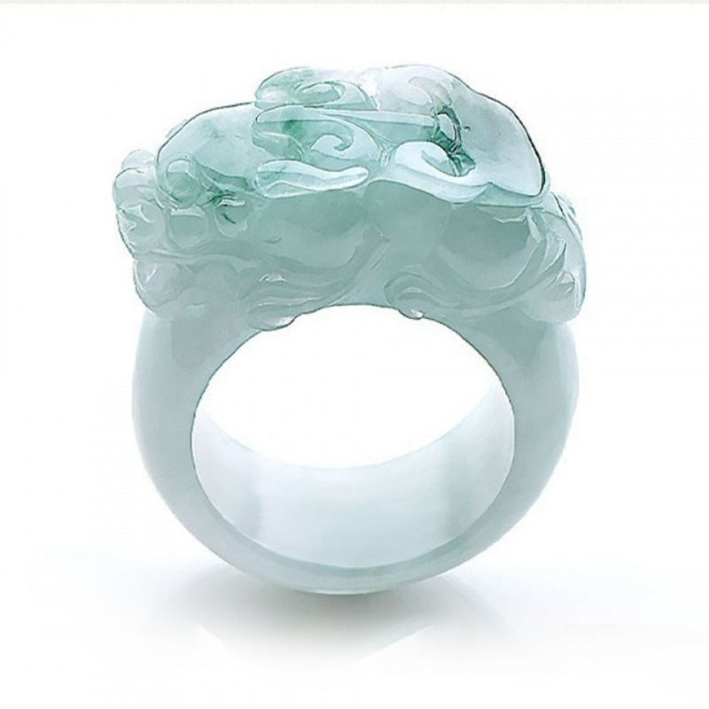 Cincin Giok Naga Burma Jadeite Jade Kerajinan Artistik Dragon Jade Ring Burma Jadeite Jade Artistic Craftsmenship