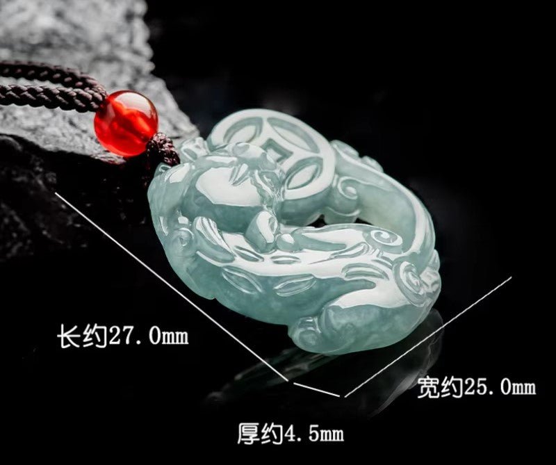 Kalung Liontin Pixiu Money Eater Jadeite Air Biru Guratemala Pixiu Money Eater Jadeite Jade Blue Water Guratemala Pendant Necklace