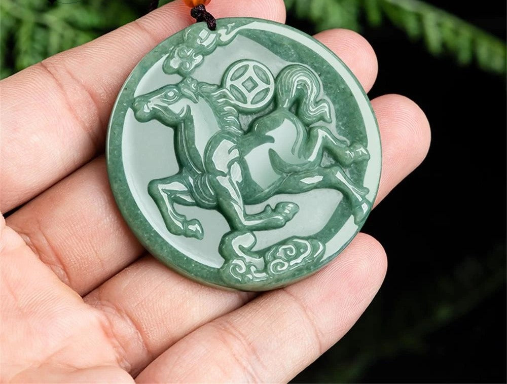 Kalung Liontin Tahun Zodiak Kuda Jadeite Jade Guatemala Tipe A Horse Zodiac Year Necklace Pendant Jadeite Jade Guatemala Type A