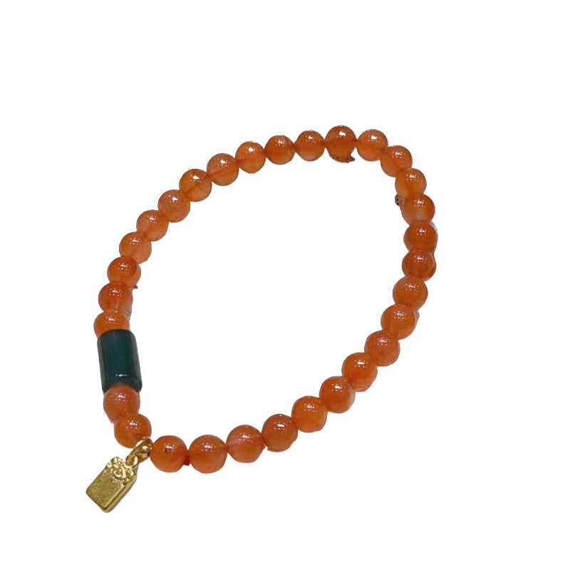 Gelang Baoshan Nanhong Batu Akik Merah Cina Selatan Merah Es Elastis & Dapat Disesuaikan Icy Red South China Red Agate Baoshan Nanhong Bracelets Elastic & Adjustable
