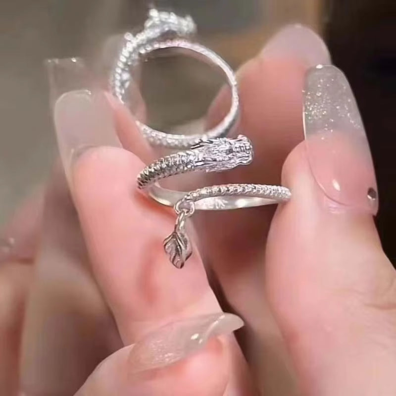 Cincin Perak Sterling Naga Cincin Fashion Unisex yang Dapat Disesuaikan dan Diubah Ukurannya Dragon Sterling Silver Ring Adjustable Resizable Fashion Ring Unisex