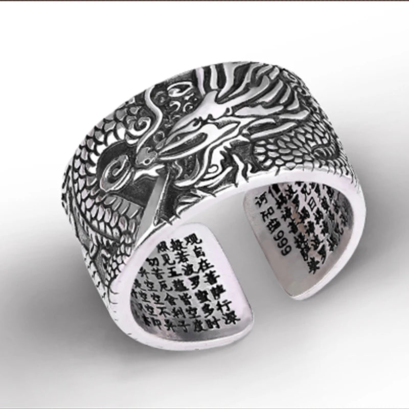 Cincin Perak Sterling Naga Cincin Fashion Unisex yang Dapat Disesuaikan dan Diubah Ukurannya Dragon Sterling Silver Ring Adjustable Resizable Fashion Ring Unisex