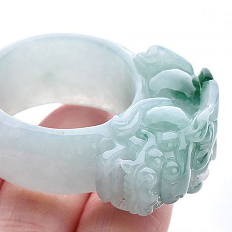 Cincin Giok Naga Burma Jadeite Jade Kerajinan Artistik Dragon Jade Ring Burma Jadeite Jade Artistic Craftsmenship