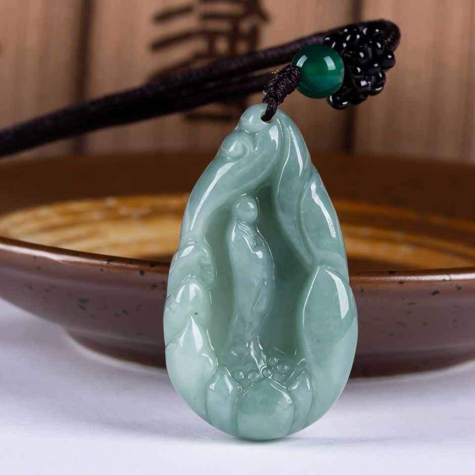 Liontin Giok Wudao Pemikir dan Filsuf dari Guatemala Jadeite Jade Tipe A Wudao Jade Pendant Thinker & Philosopher from Guatemala Jadeite Jade Type A