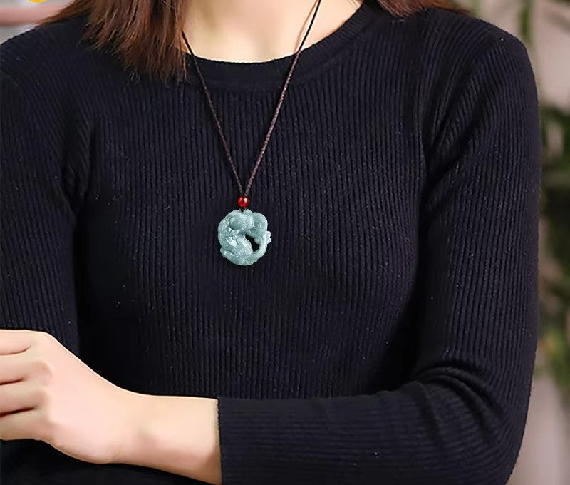 Kalung Liontin Pixiu Money Eater Jadeite Air Biru Guratemala Pixiu Money Eater Jadeite Jade Blue Water Guratemala Pendant Necklace