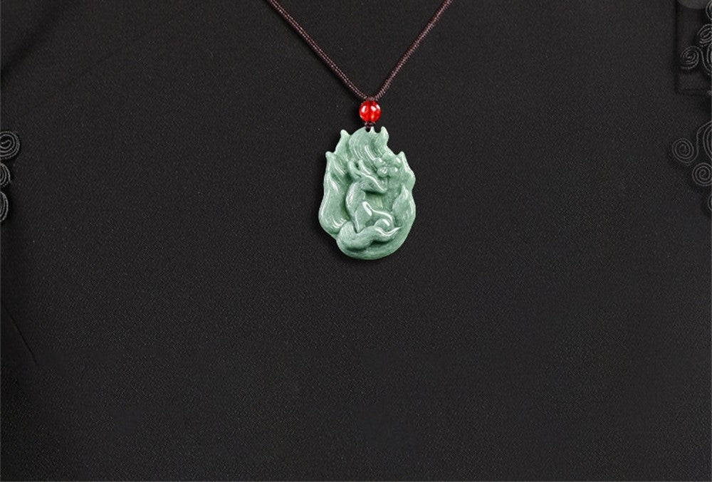Kalung Liontin Kecantikan Rubah Sembilan Ekor Jadeite Jade Guatemala Tipe A Nine Tail Fox Beauty Necklace Pendant Jadeite Jade Guatemala Type A