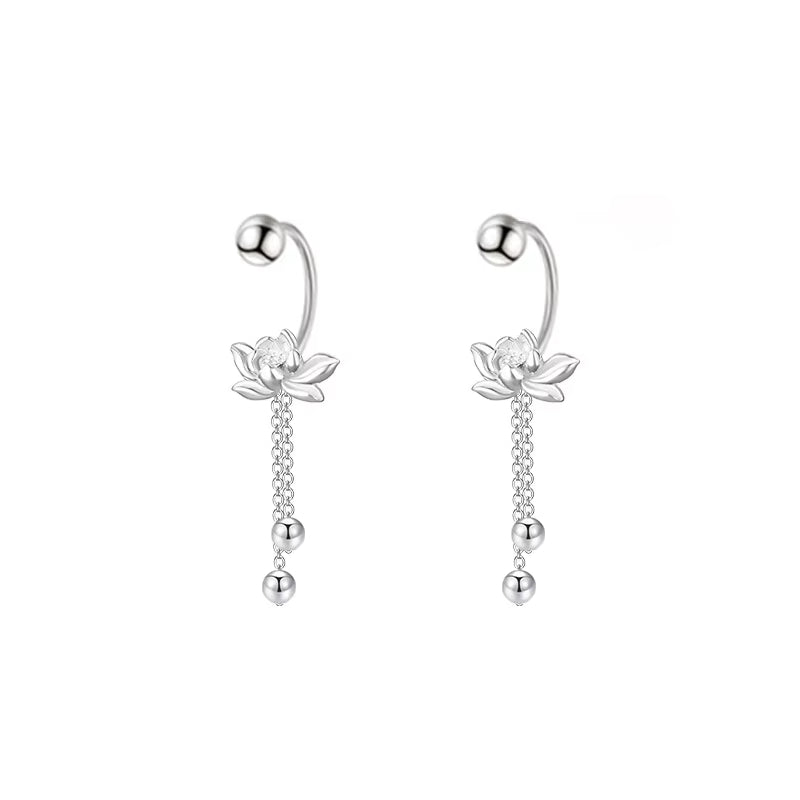 Anting-anting Lingkaran Bunga S925 Desain Anting-anting Fashion & Sederhana Flower Hoop Earrings S925 Fashion & Simple Earrings Design