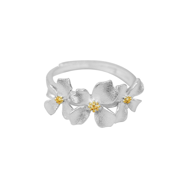 Cincin Bunga Melati Perak 999 Cincin Fashion yang Dapat Disesuaikan dan Diubah Ukurannya Silver 999 Jasmine Flower Ring Adjustable Resizable Fashion Ring